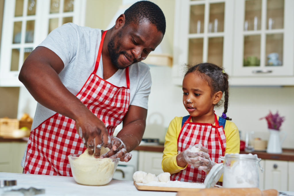 Including children in the cooking process, from groceries to table clearing